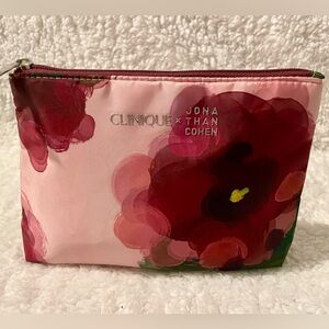 Clinique x Jonathan Cohen Red and Pink Floral Cosmetic Bag